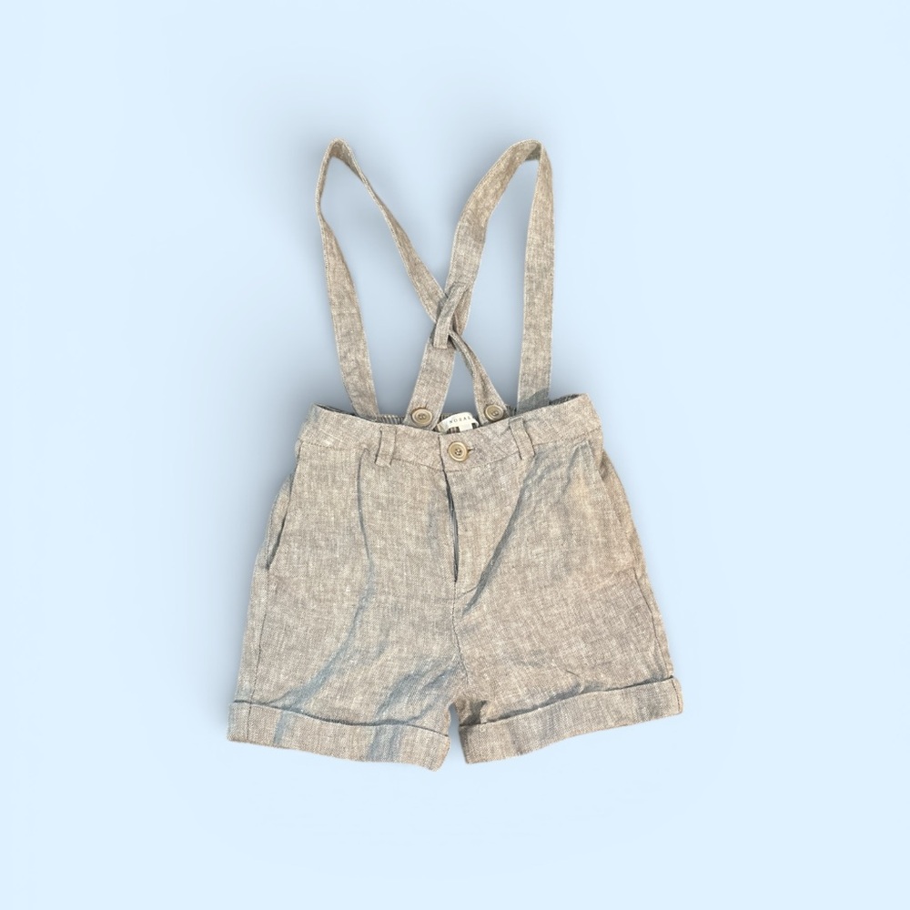 Kids Tan Suspender Shorts